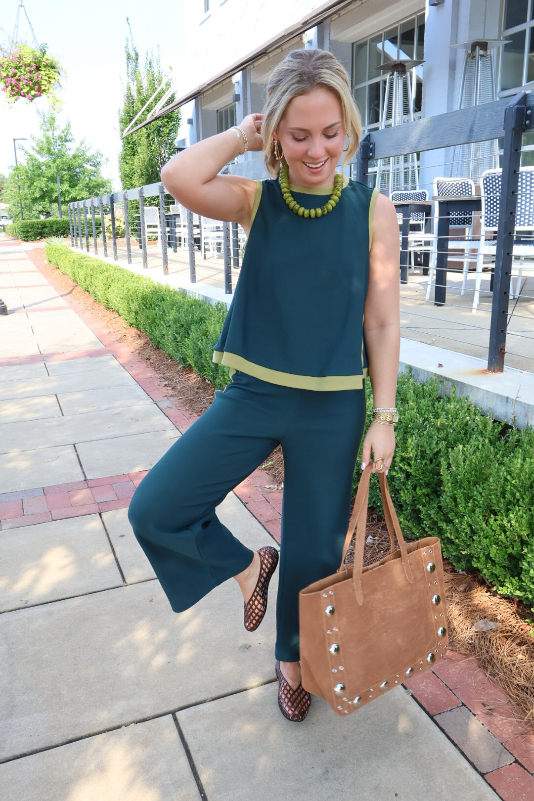 Hunter Green Knit Pants Set