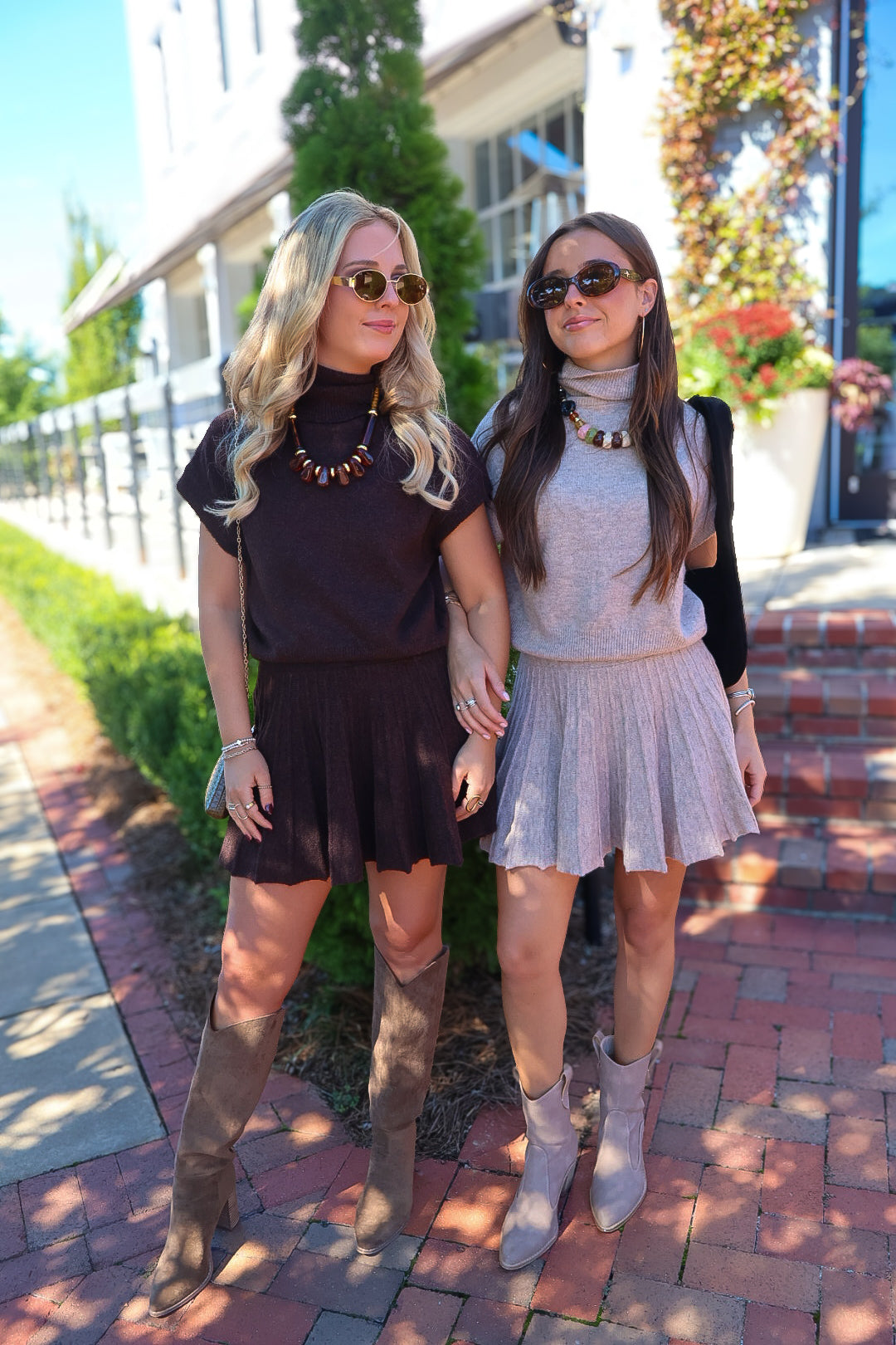 Taupe Turtleneck Sweater & Mini Skirt Set
