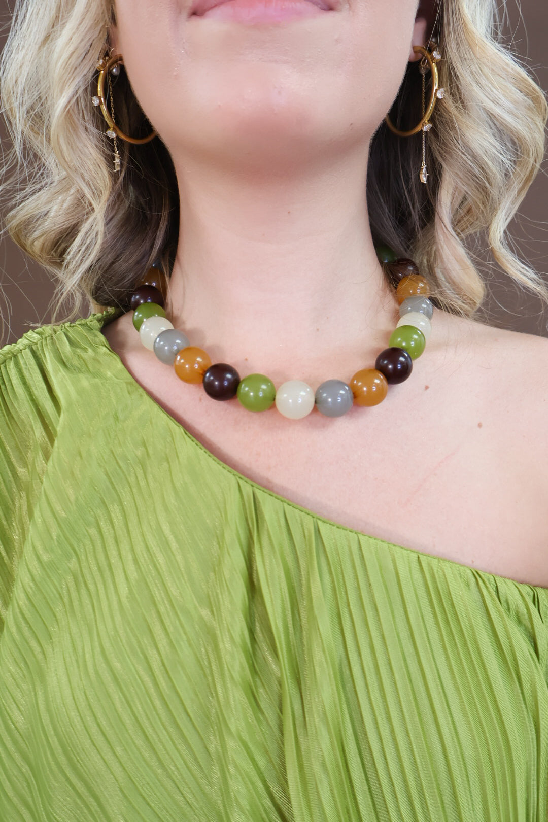 Fall Multi Color Round Bead Necklace