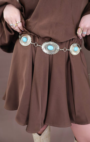 Turquoise Concho Chain Belt