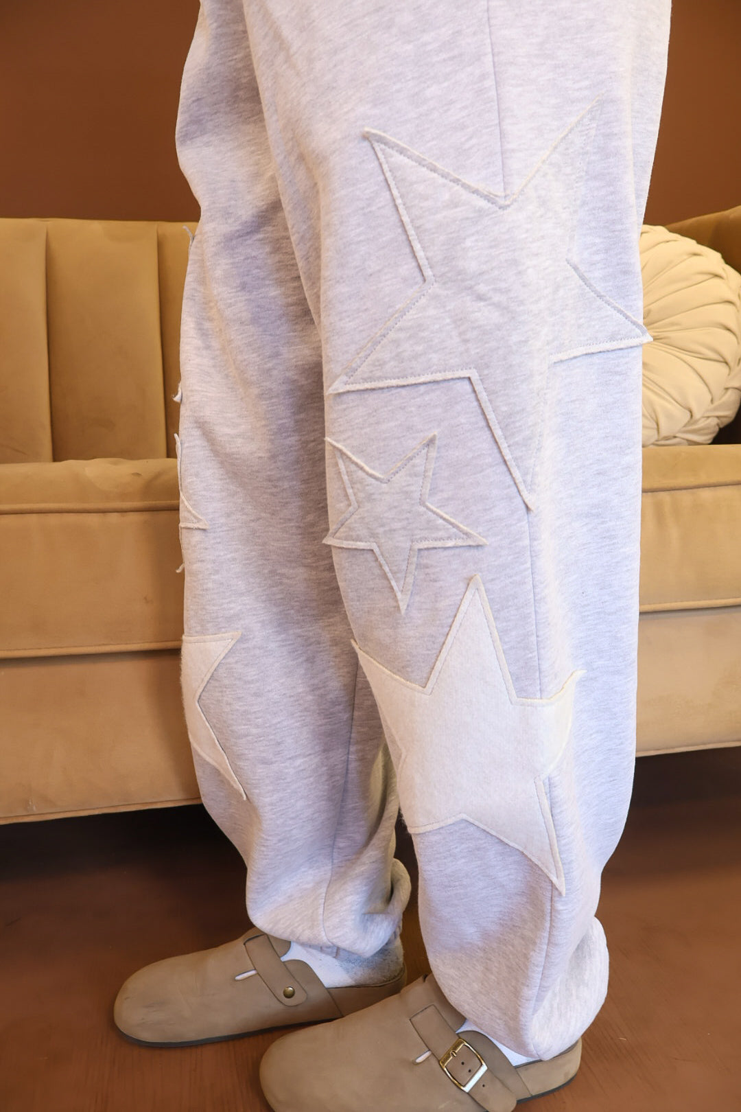 Heather Grey Star Patch Sweatshirt & Jogger Set