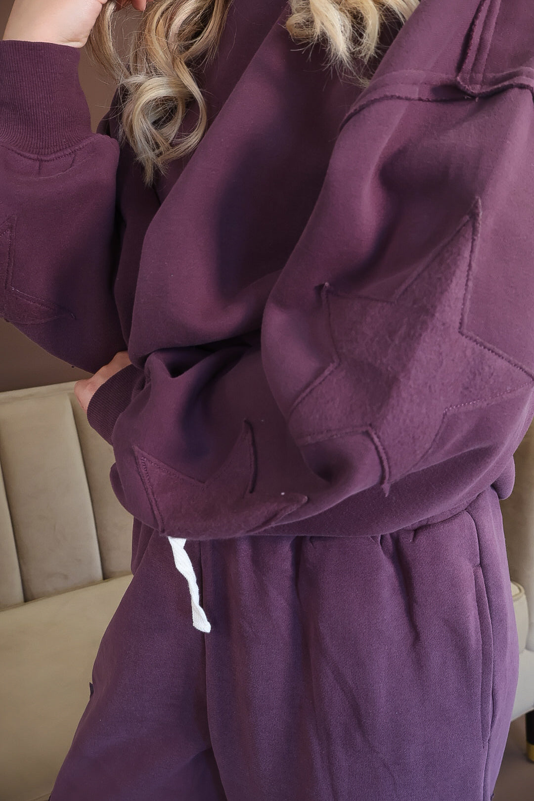 Plum Star Patch Sweatshirt & Jogger Set