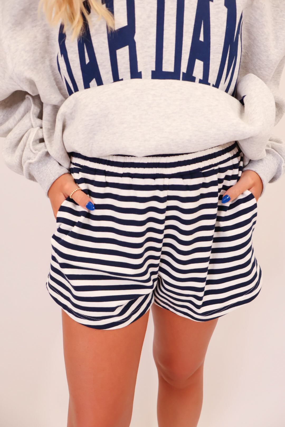 Navy Stripe Lounge Shorts