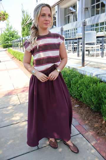 Brown Striped Sweater Top Dress