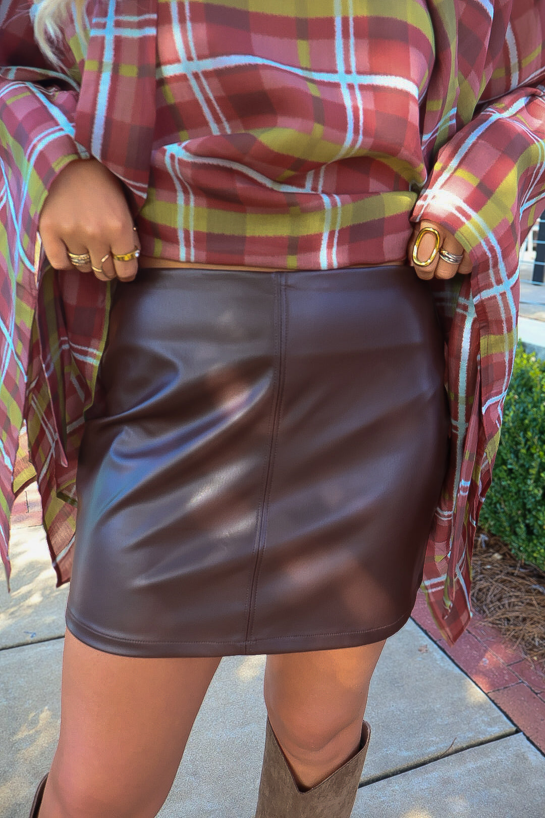 Chocolate Faux Leather Mini Skirt
