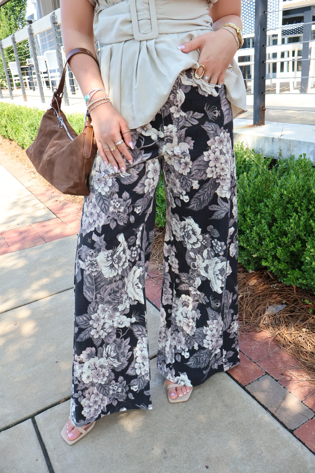 Black Floral Denim Jeans