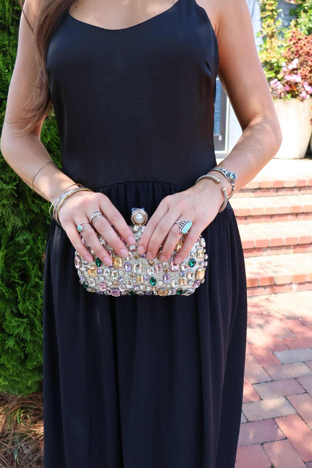 Rhinestone Hard Case Clutch