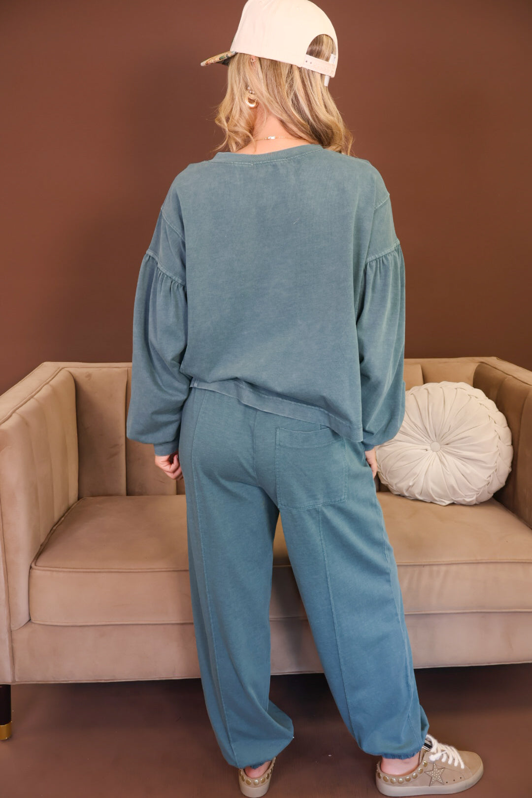 Dusty Teal Boxy Pocket Top & Jogger Pants Set