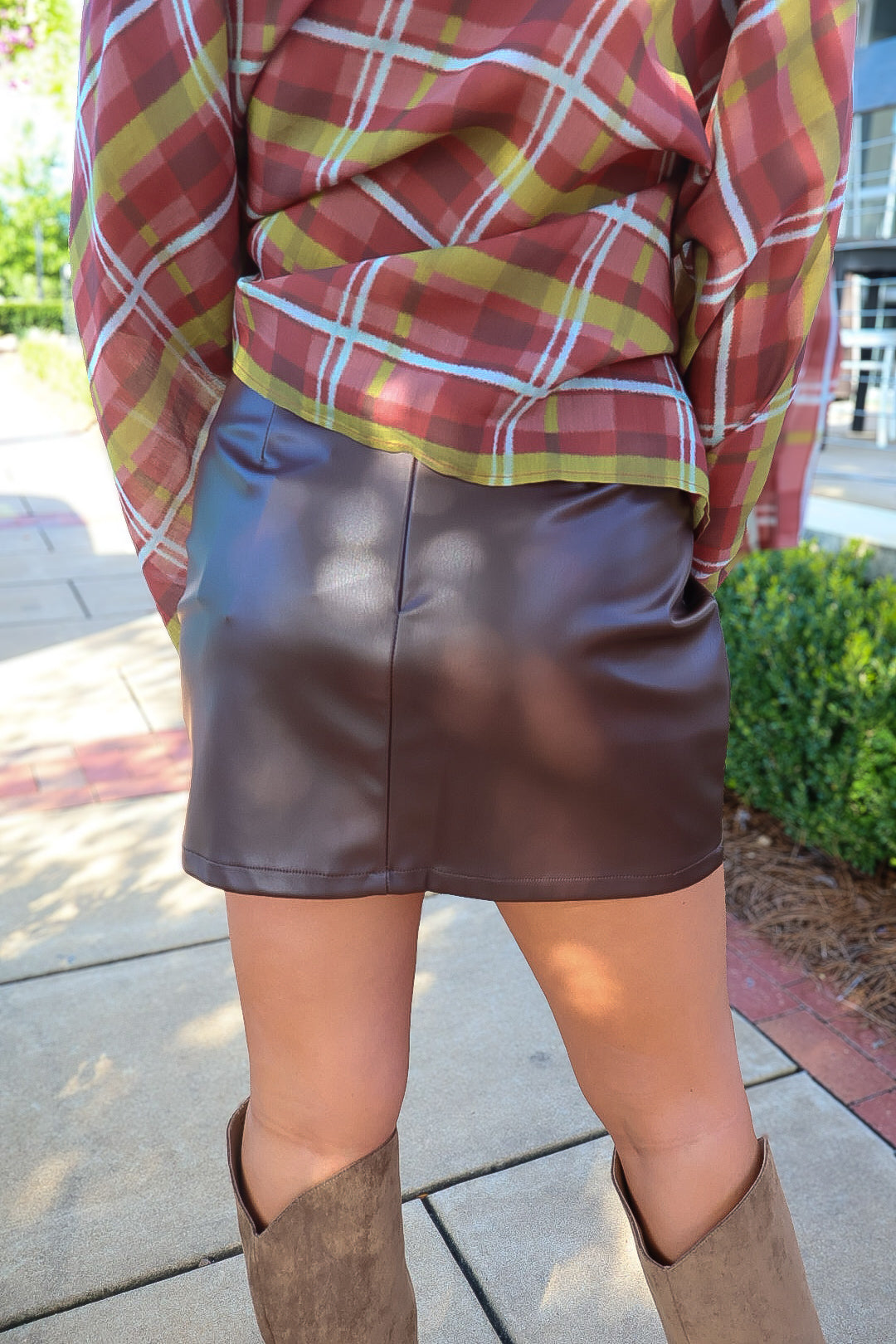 Chocolate Faux Leather Mini Skirt