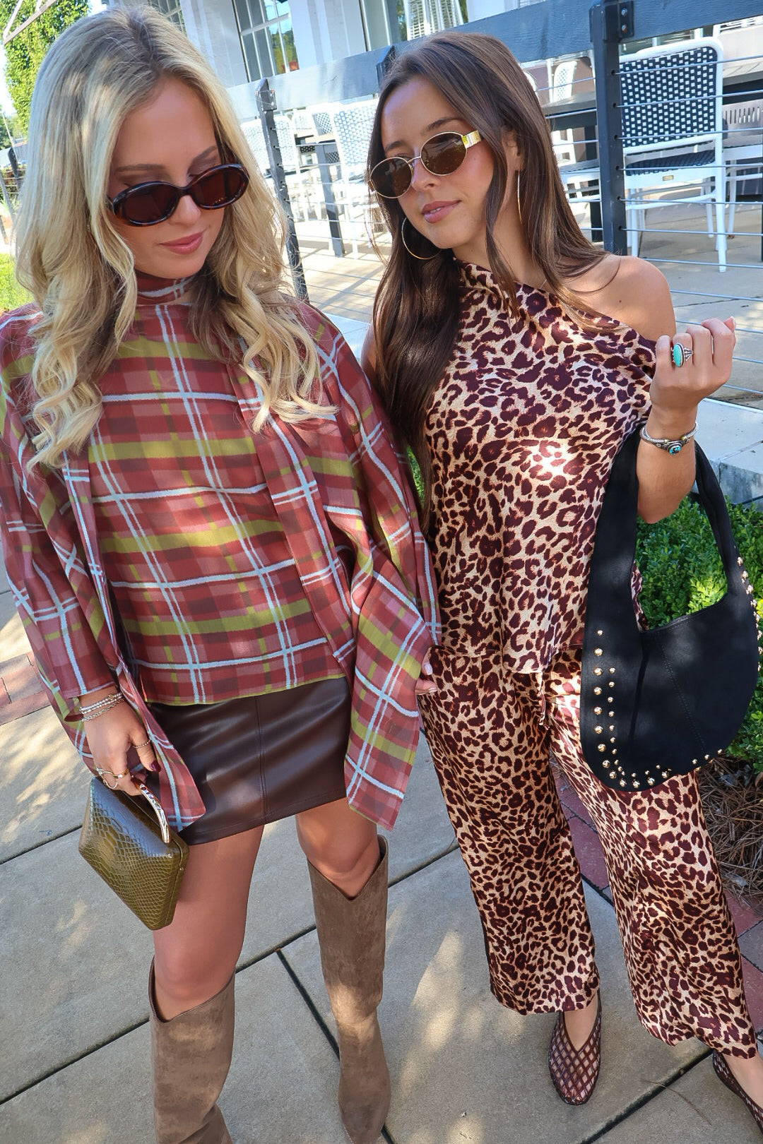 Leopard Satin Asymmetrical Top & Cropped Pants Set