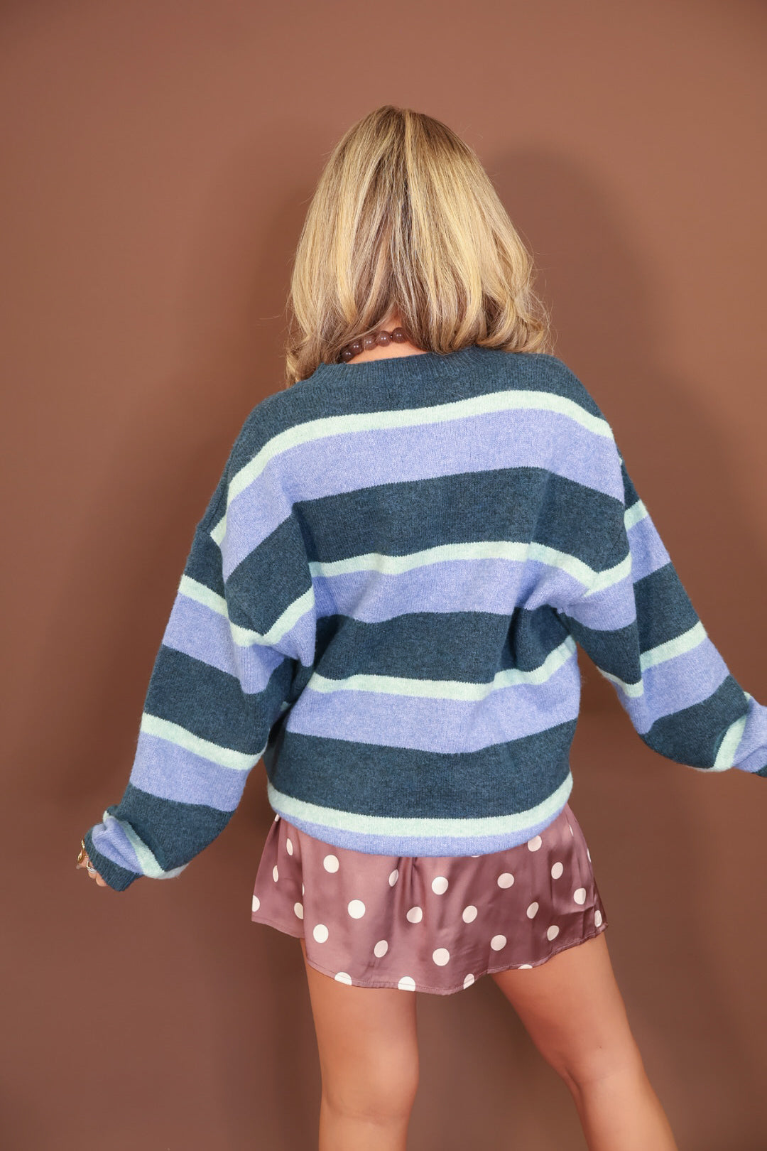 Light Blue & Navy Striped Longline Sweater