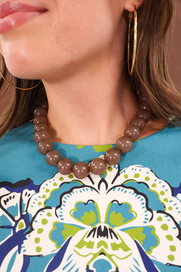 Taupe Beaded Layering Necklace