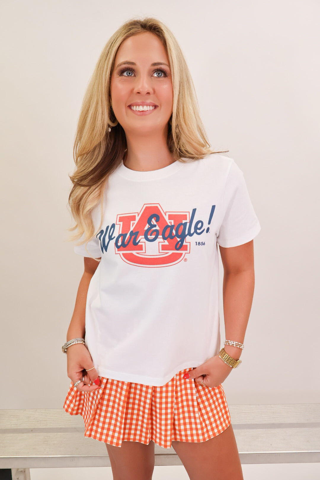 Auburn War Eagle Script Crop Tee