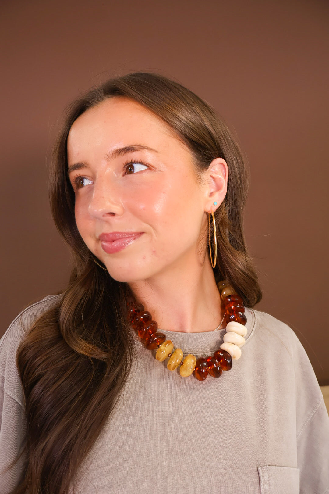 Amber & Ivory Chunky Bead Necklace