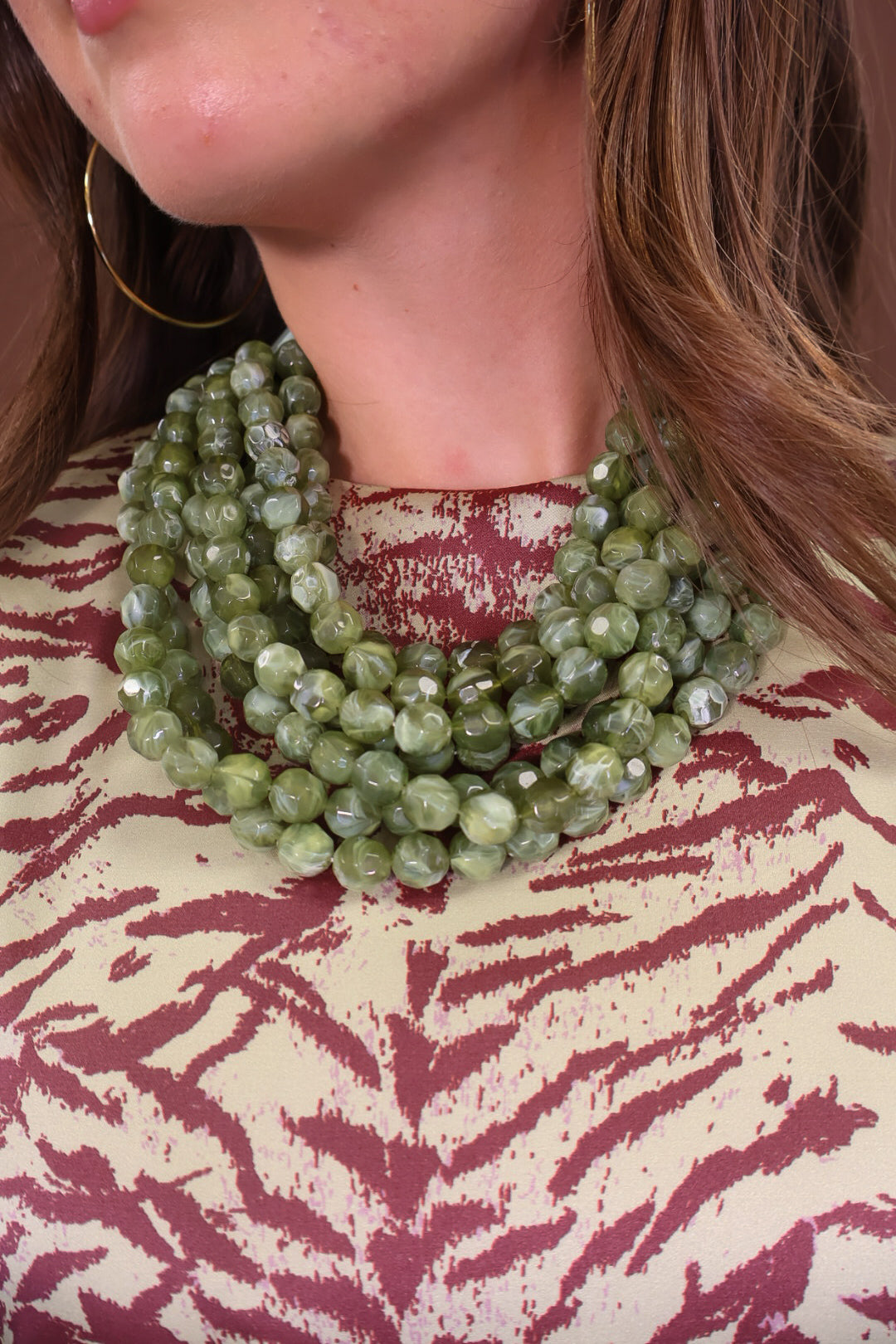 Multi Strand Green Beaded Necklace