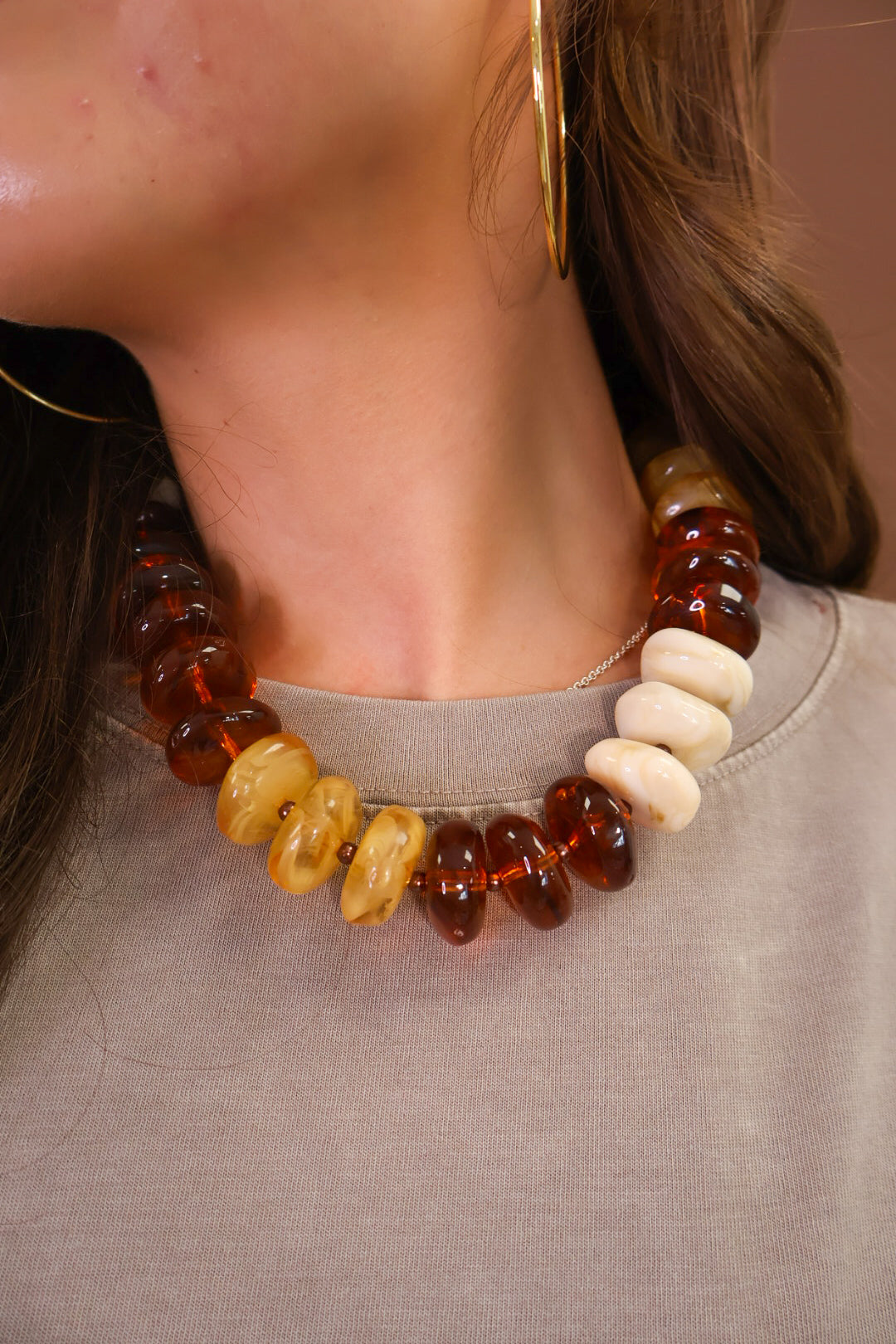 Amber & Ivory Chunky Bead Necklace