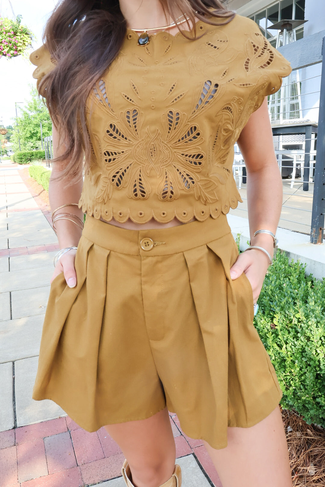 Dijon Embroidered Crop Top & Shorts Set