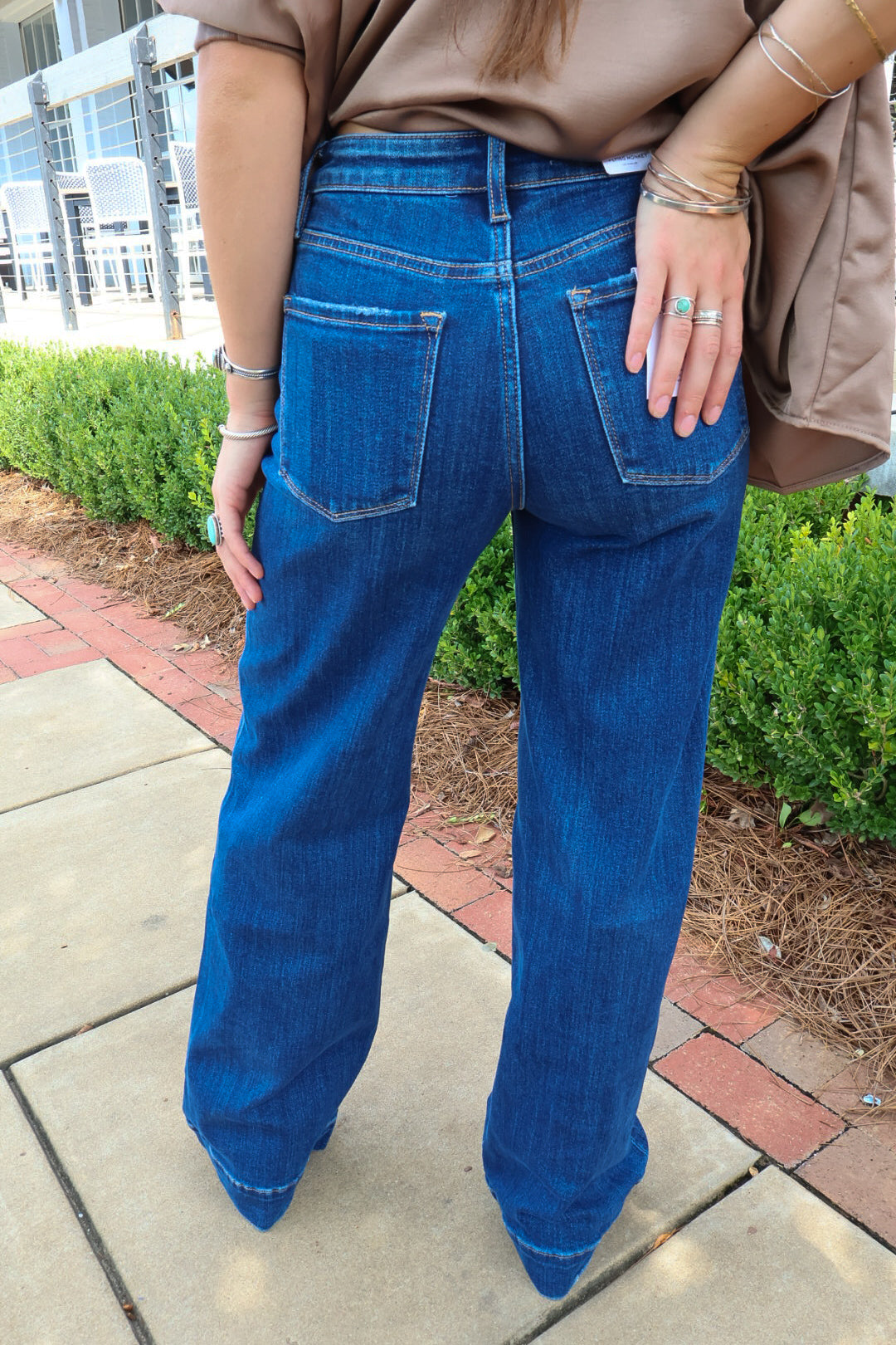 Flying Monkey Patch Pocket High Rise Dark Wash Trouser Jeans