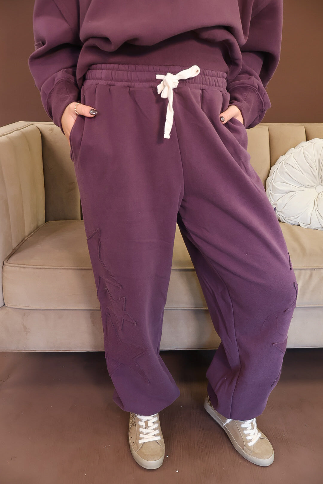 Plum Star Patch Sweatshirt & Jogger Set