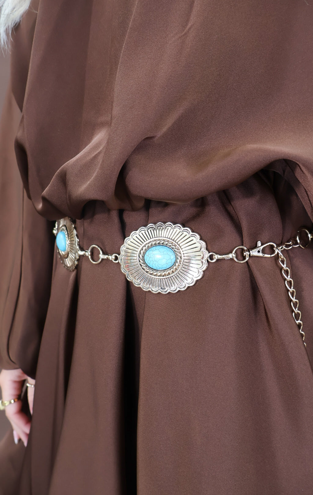 Turquoise Concho Chain Belt