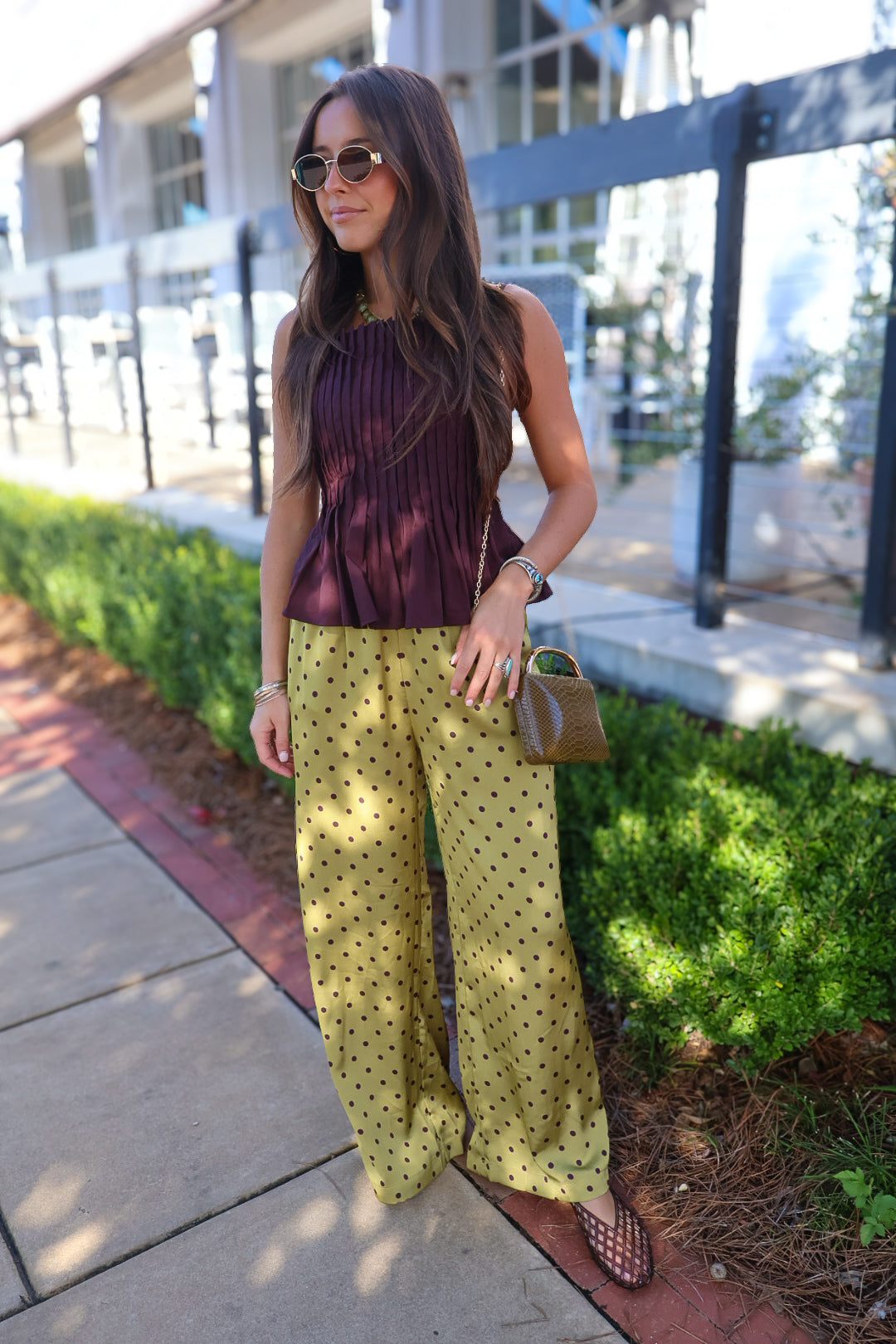 Brown Pleated Cami Top