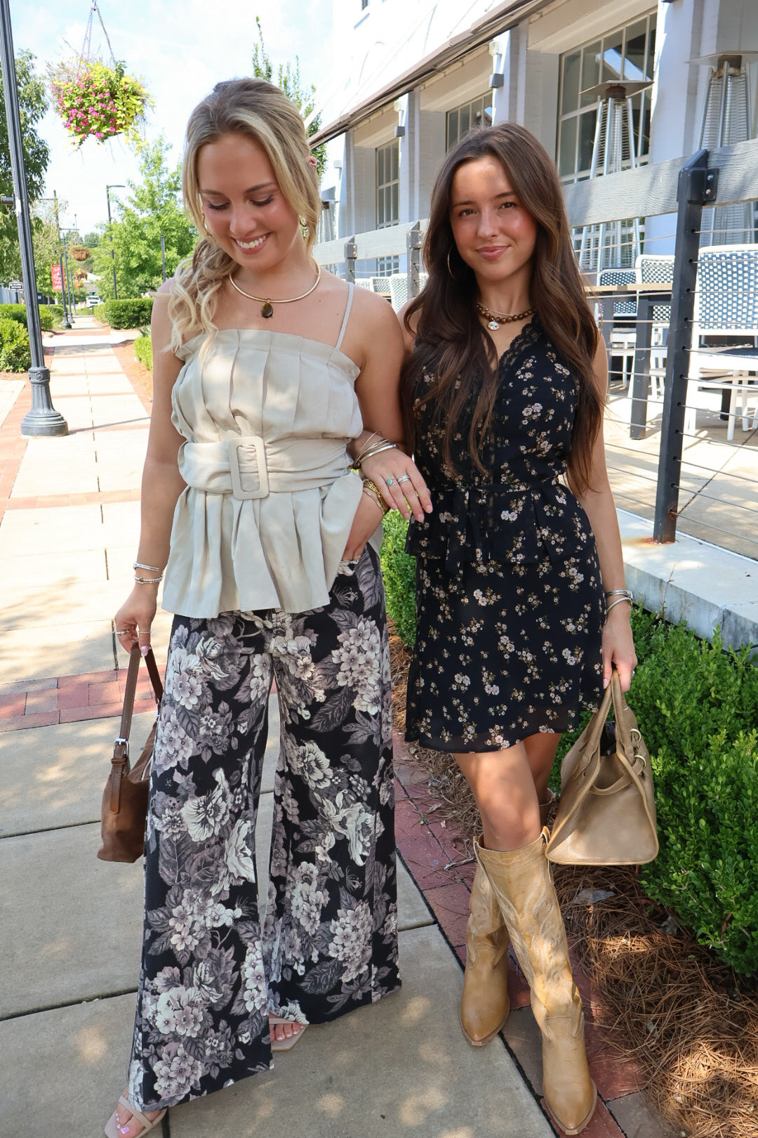 Black Floral Skirt Set