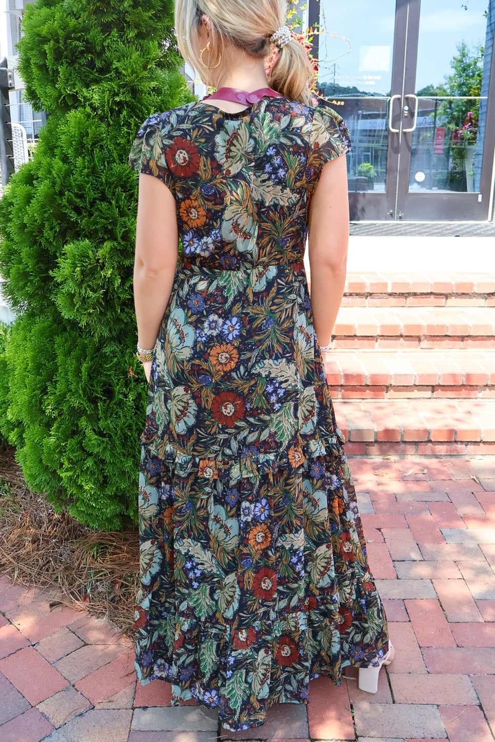 Navy Bohemian Floral Tiered Maxi Dress