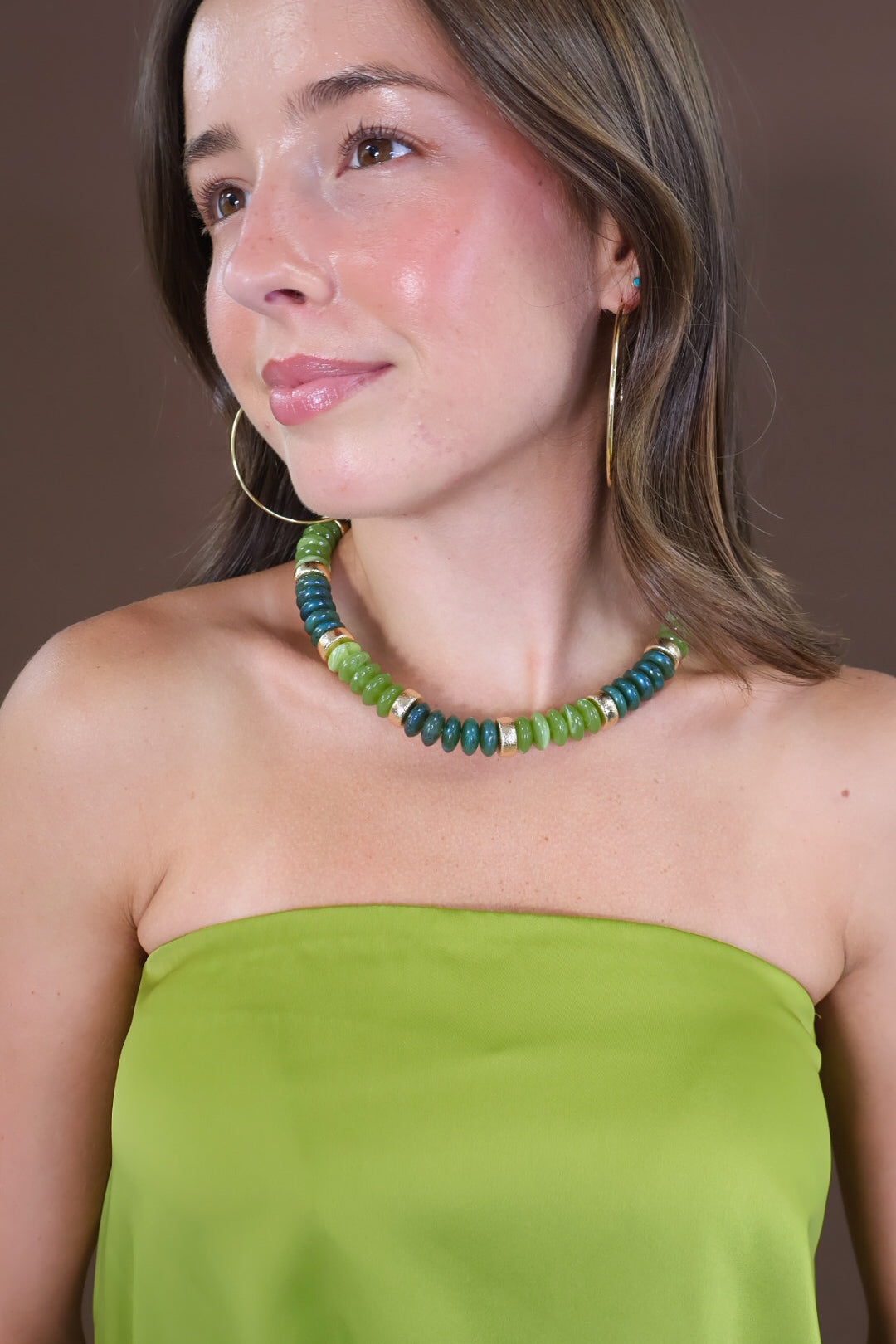 Green & Gold Beaded Necklace