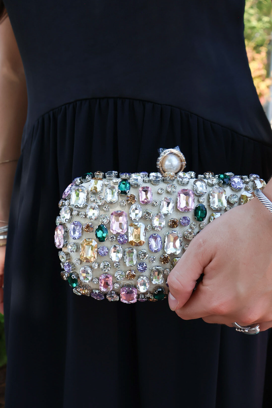 Rhinestone Hard Case Clutch