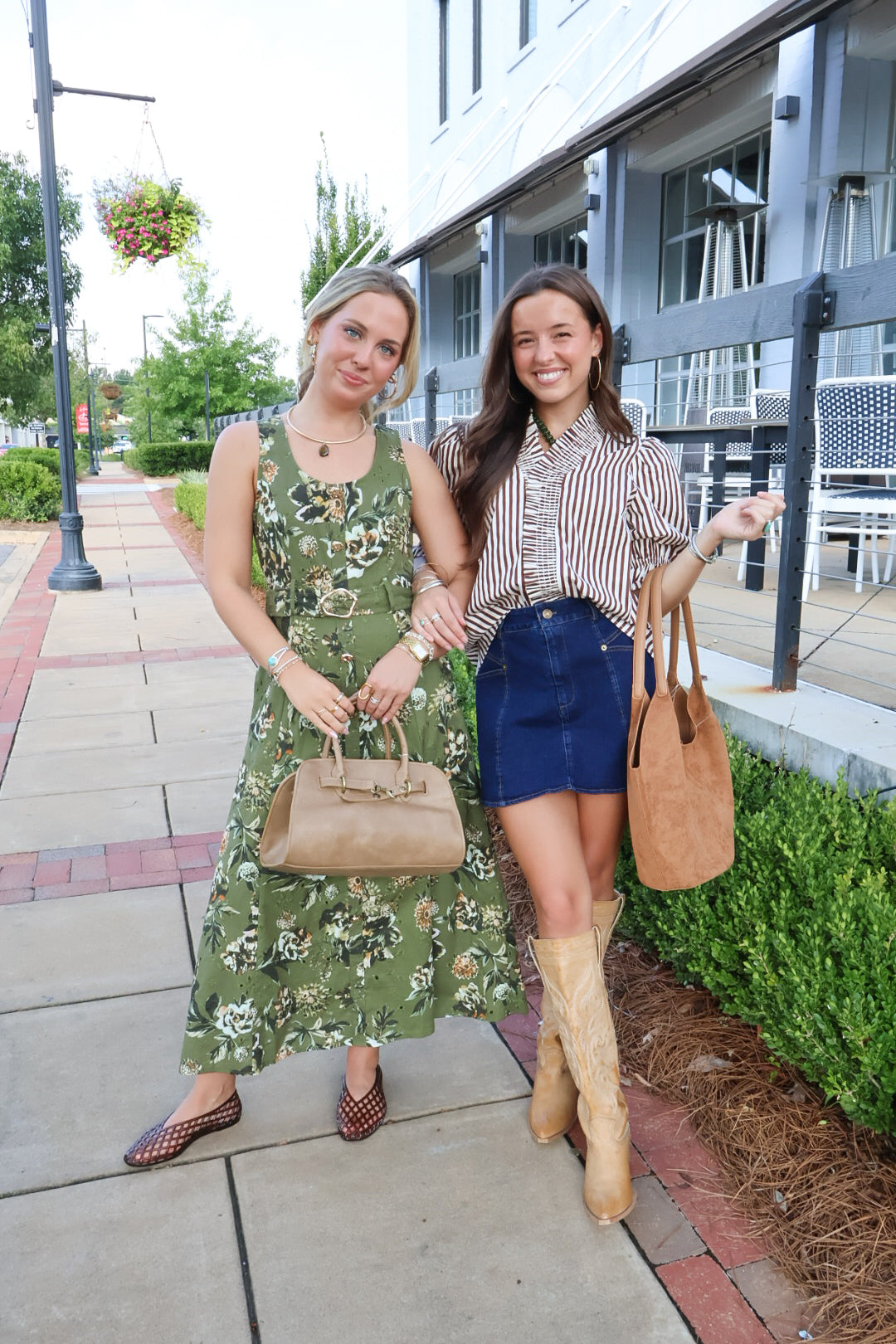 Olive Floral Belted Midi Dress