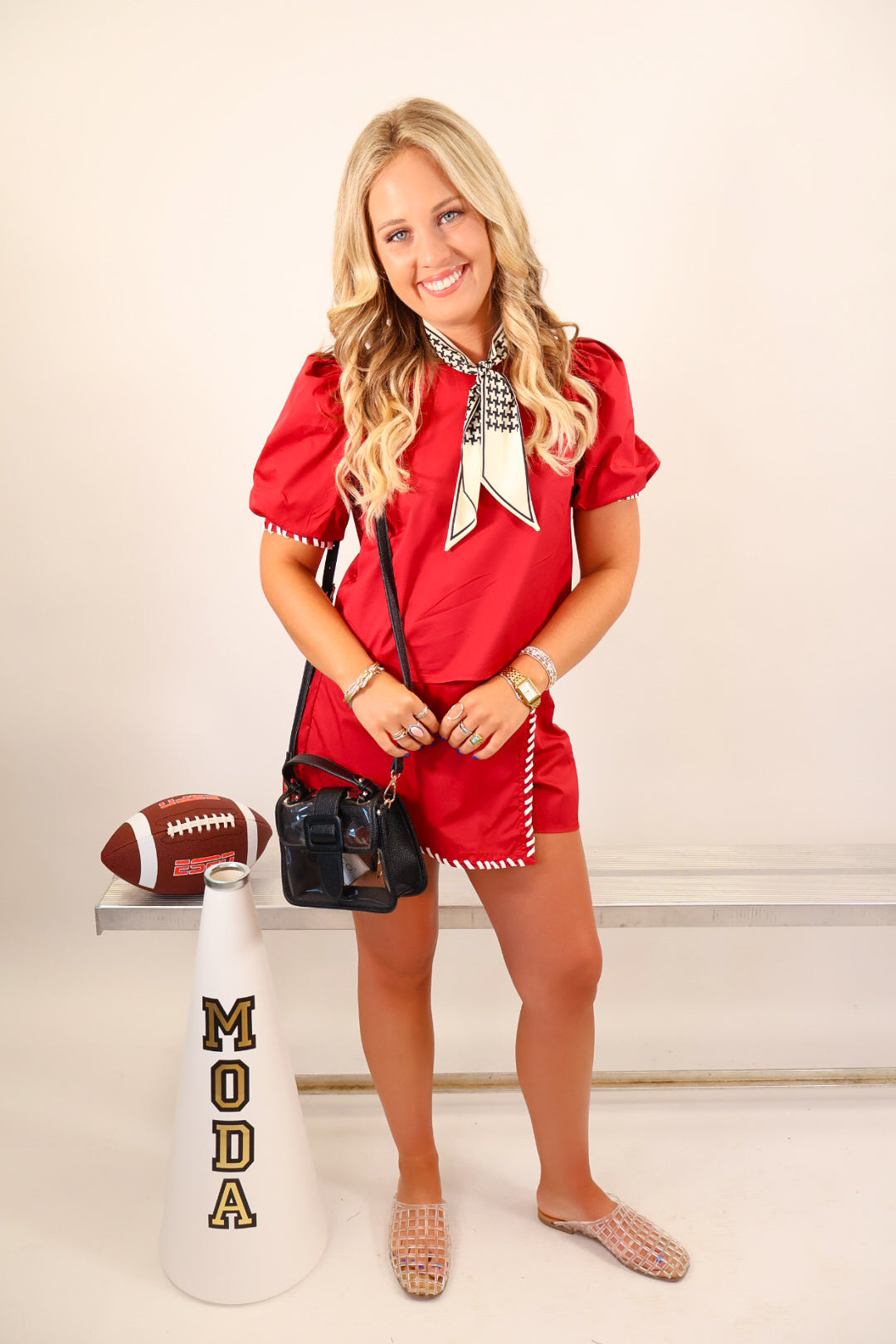 Crimson Puff Sleeve Top & Skort Set