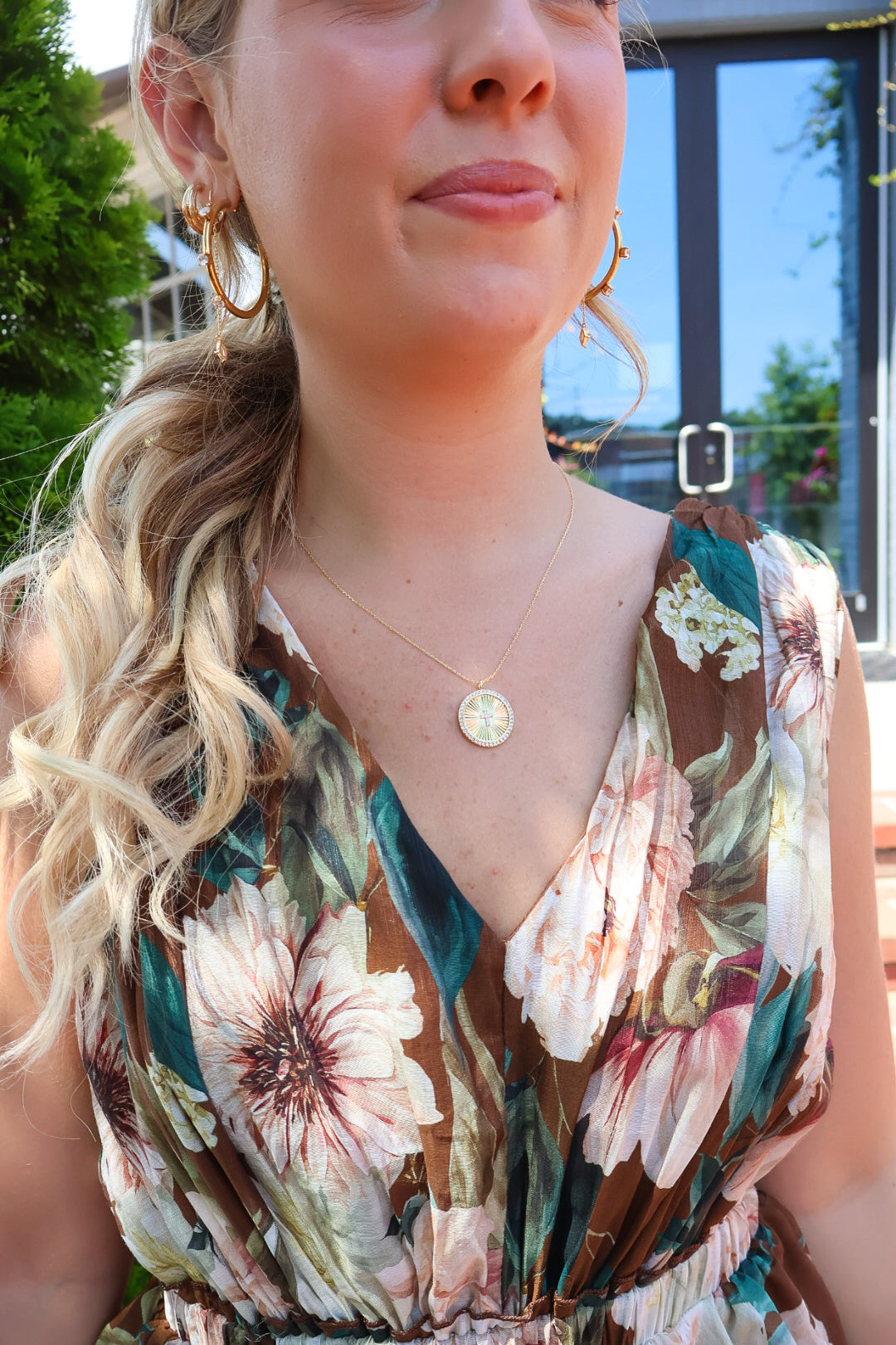 Round Gold Cross Medallion Necklace