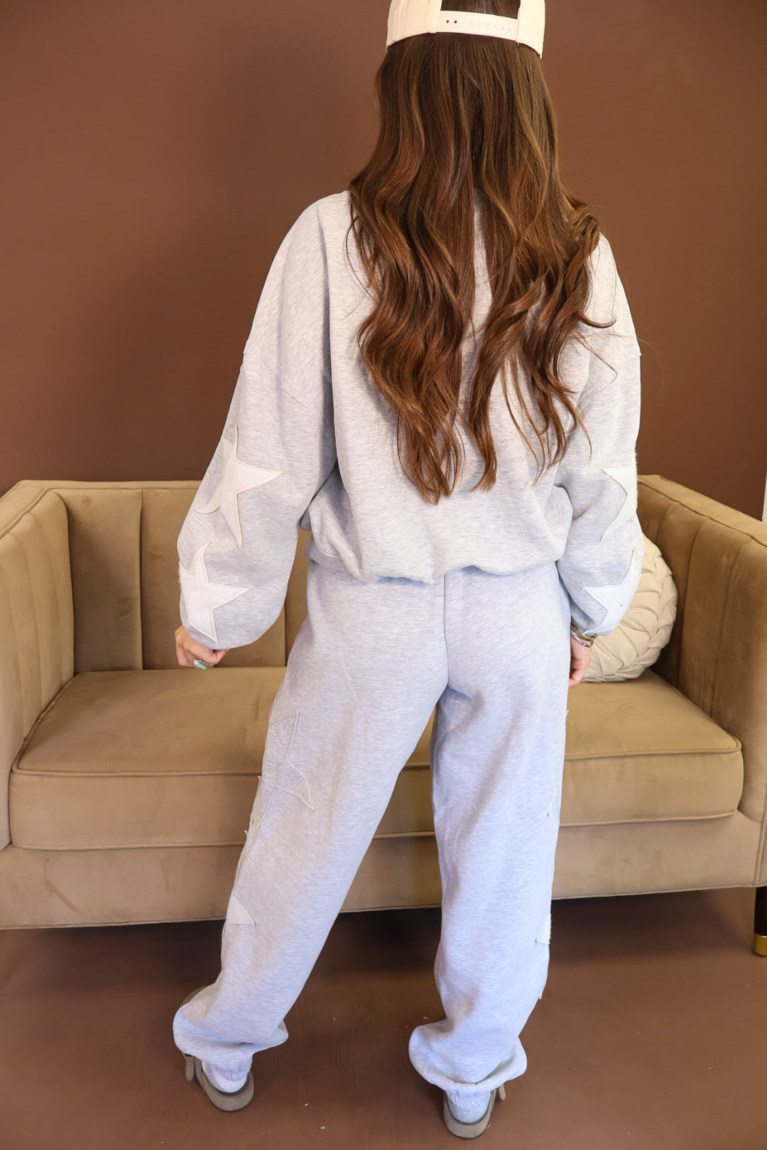 Heather Grey Star Patch Sweatshirt & Jogger Set