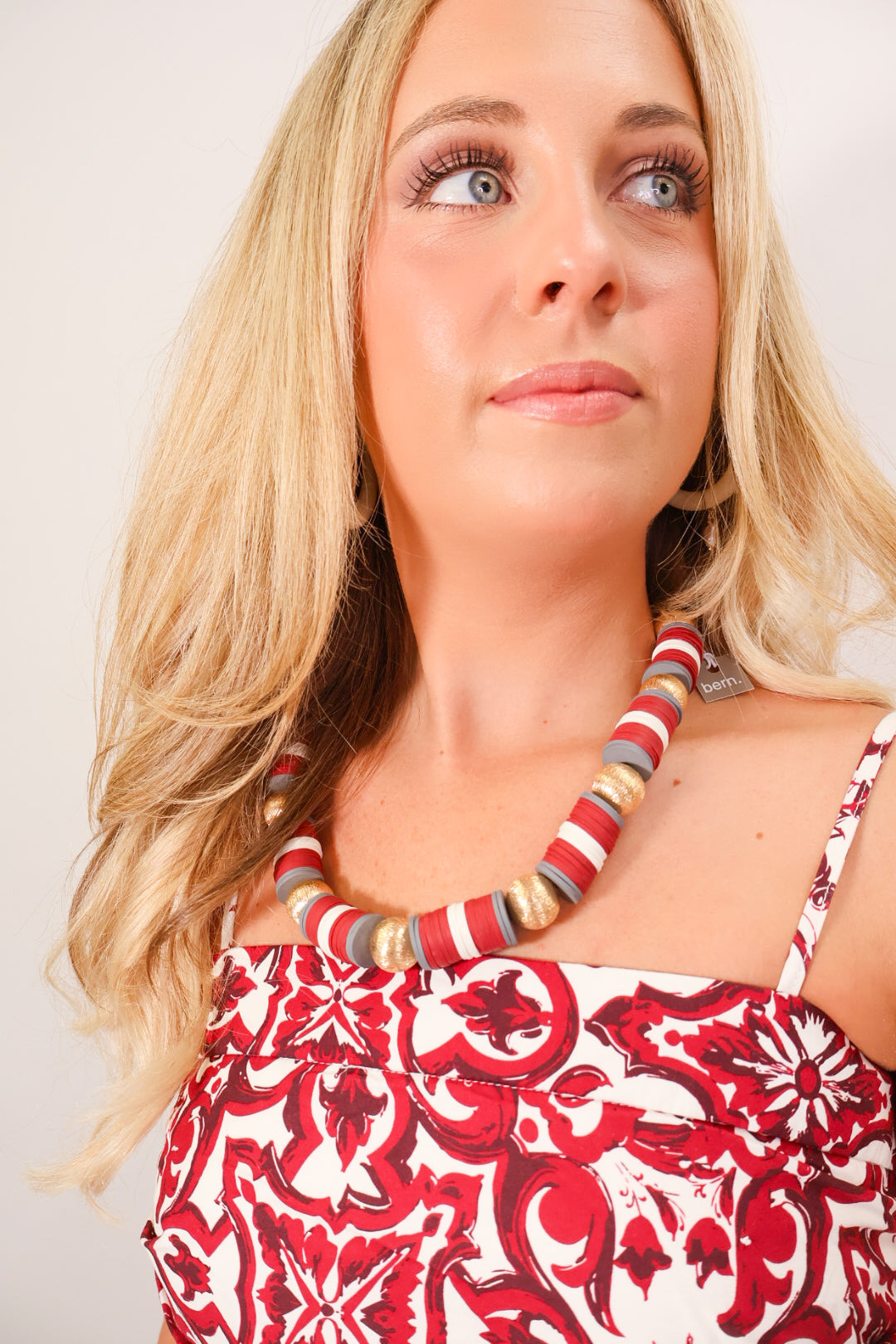 Crimson & Gray Beaded Necklace