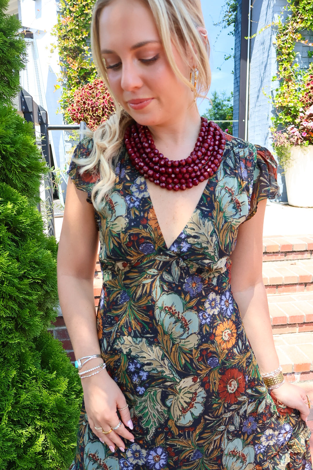 Navy Bohemian Floral Tiered Maxi Dress