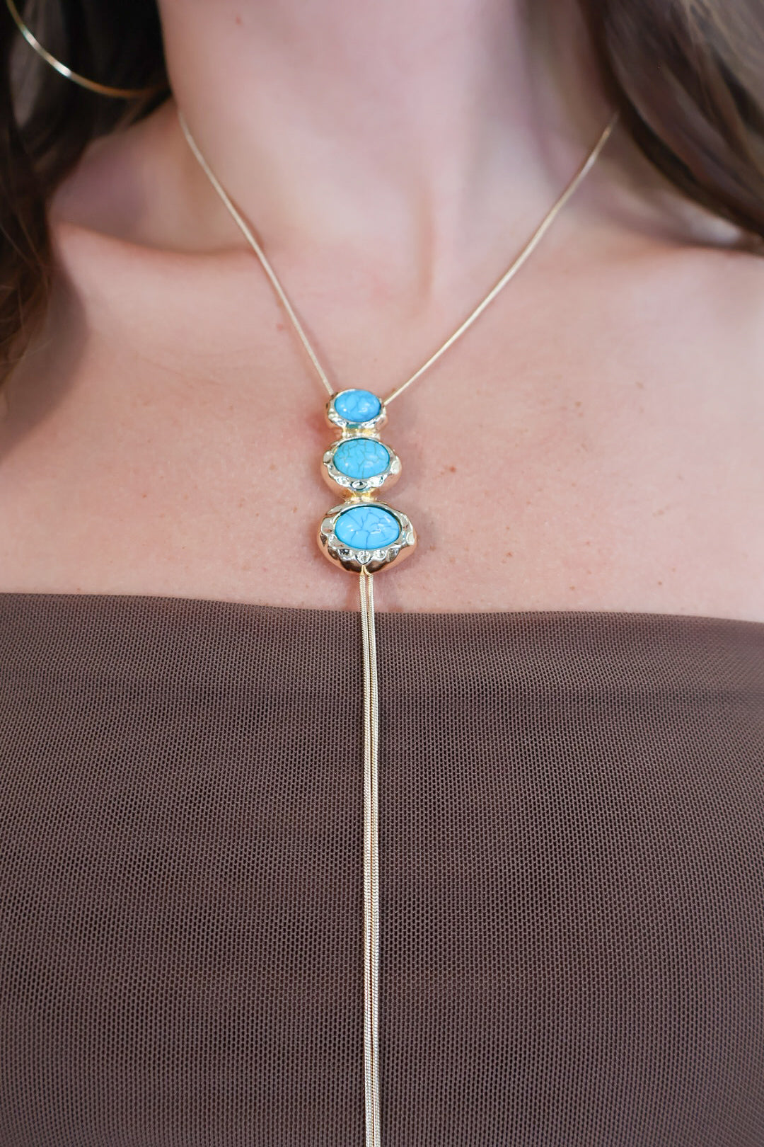Turquoise Triple-Stone Slide Necklace