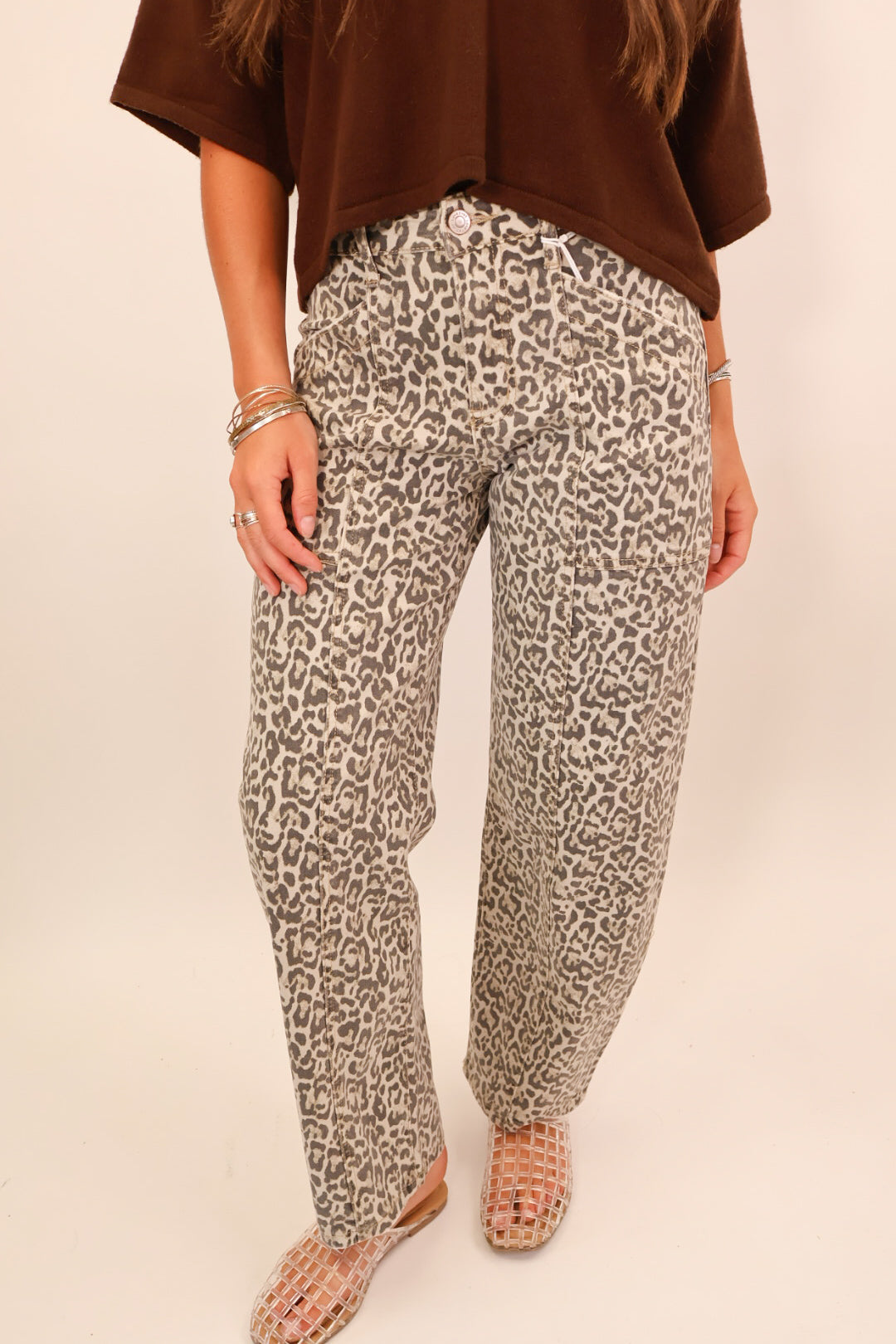Leopard Barrel Jeans