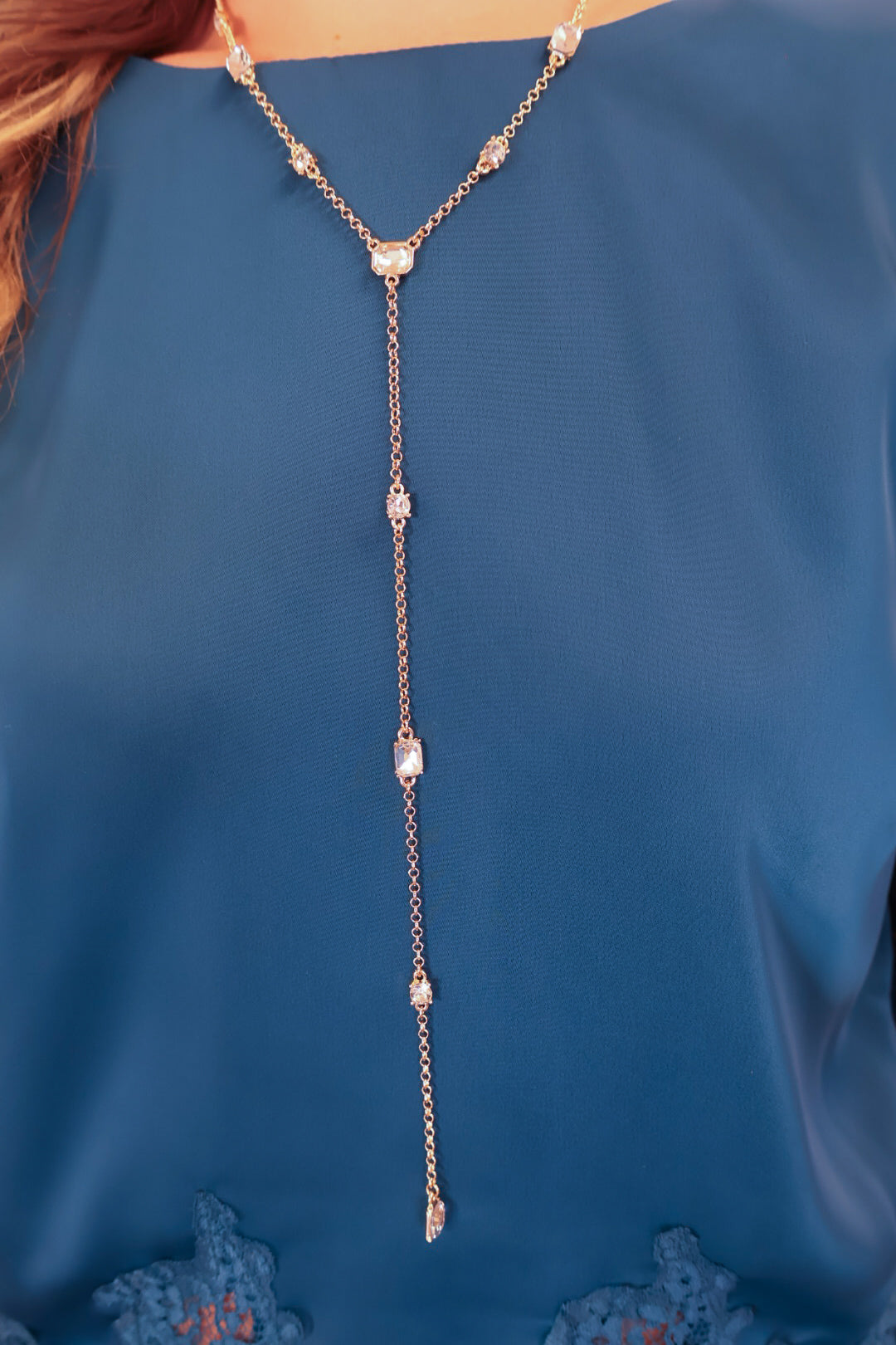 Rhinestone Lariat Necklace