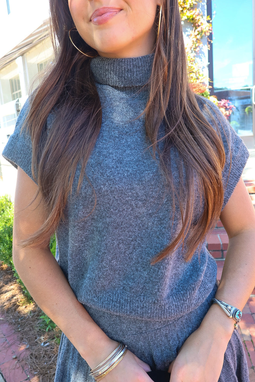 Charcoal Turtleneck Sweater & Mini Skirt Set