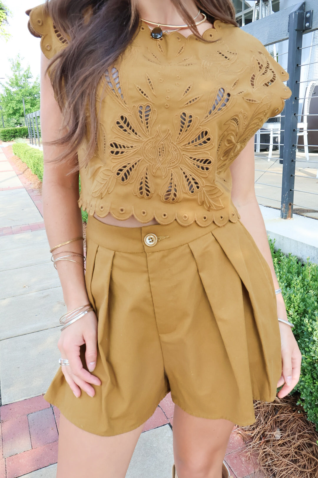 Dijon Embroidered Crop Top & Shorts Set