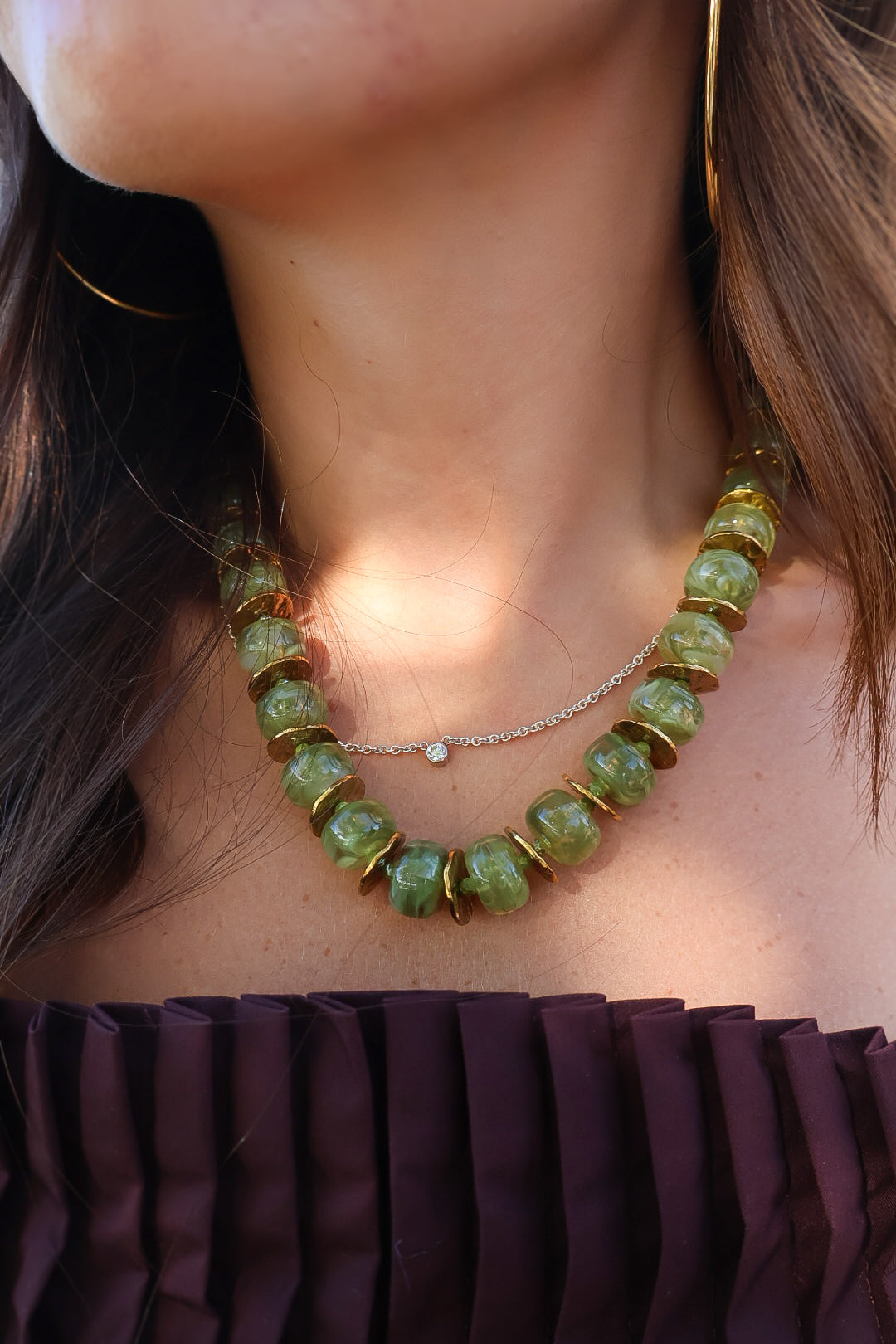 Olive Green Beaded Necklace