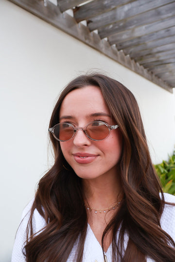 Retro Round Frame Sunglasses -Clear Smoke