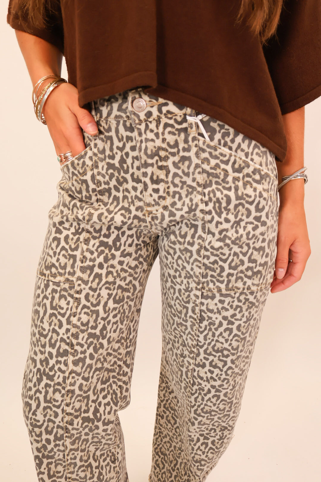 Leopard Barrel Jeans