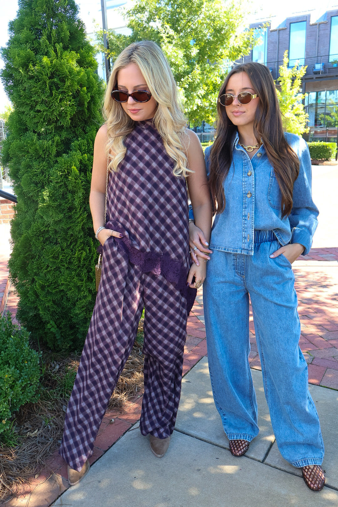 Boxy Denim Top & Wide Leg Pants Set