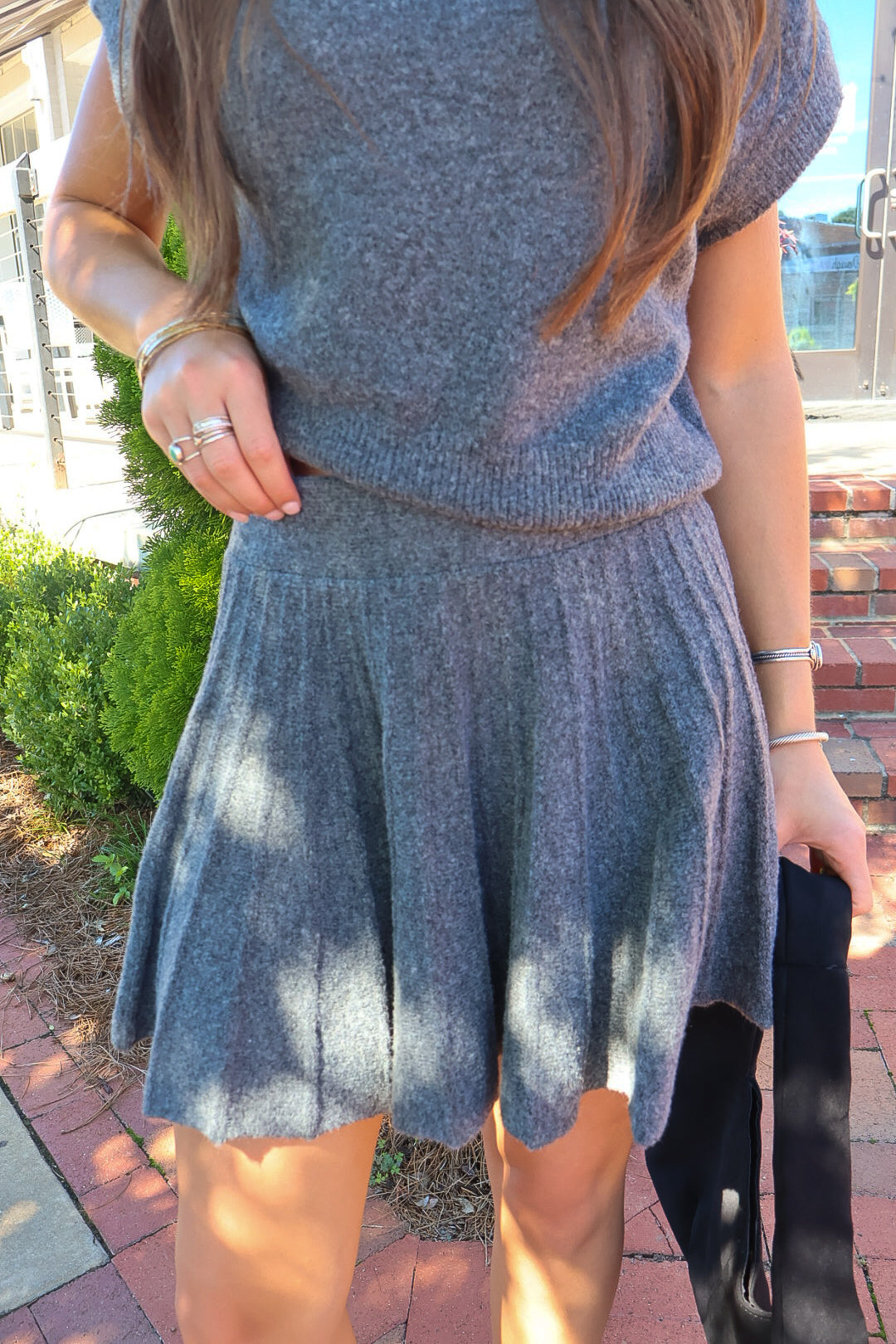 Charcoal Turtleneck Sweater & Mini Skirt Set