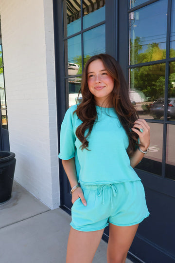 Casual Boxy Tee + Shorts Set
- Turquoise