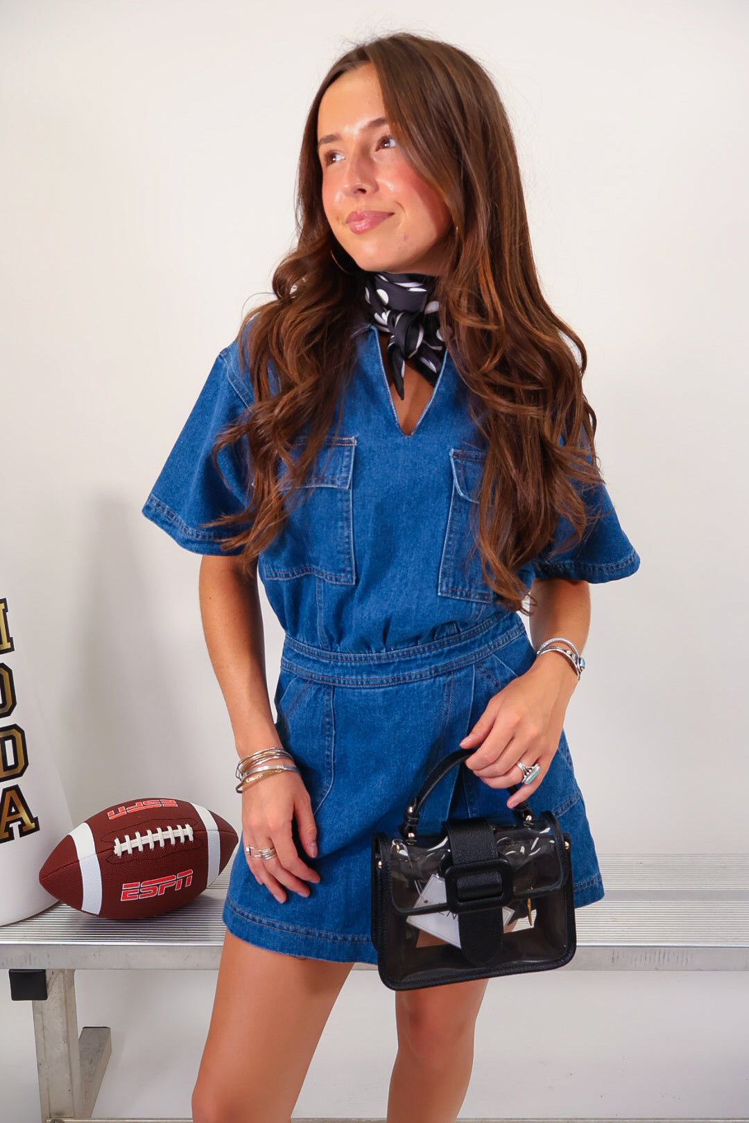 Denim Pocket Front Romper