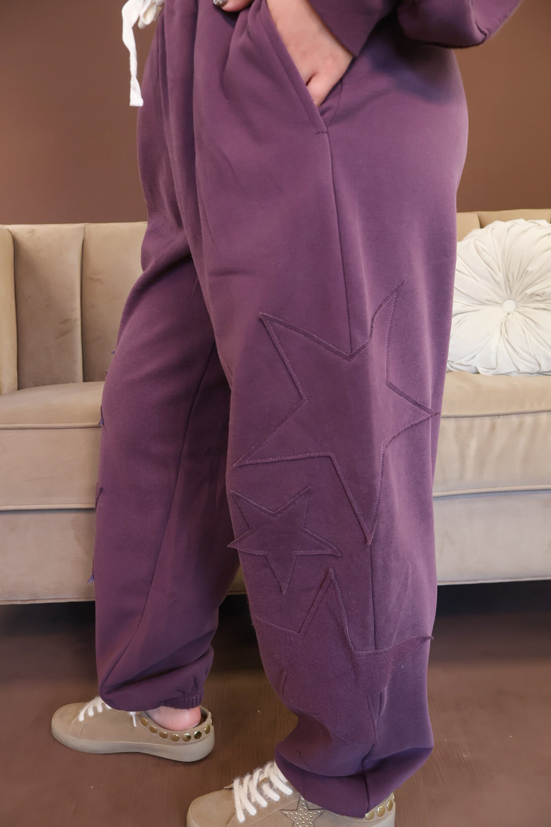 Plum Star Patch Sweatshirt & Jogger Set