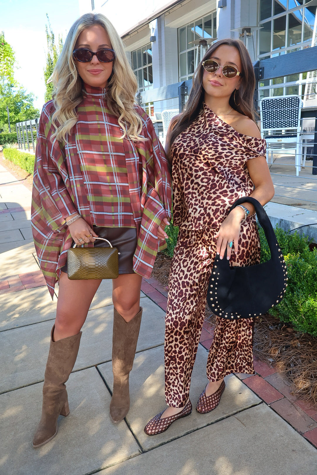 Plaid Poncho Top With Detached Neck Scarf