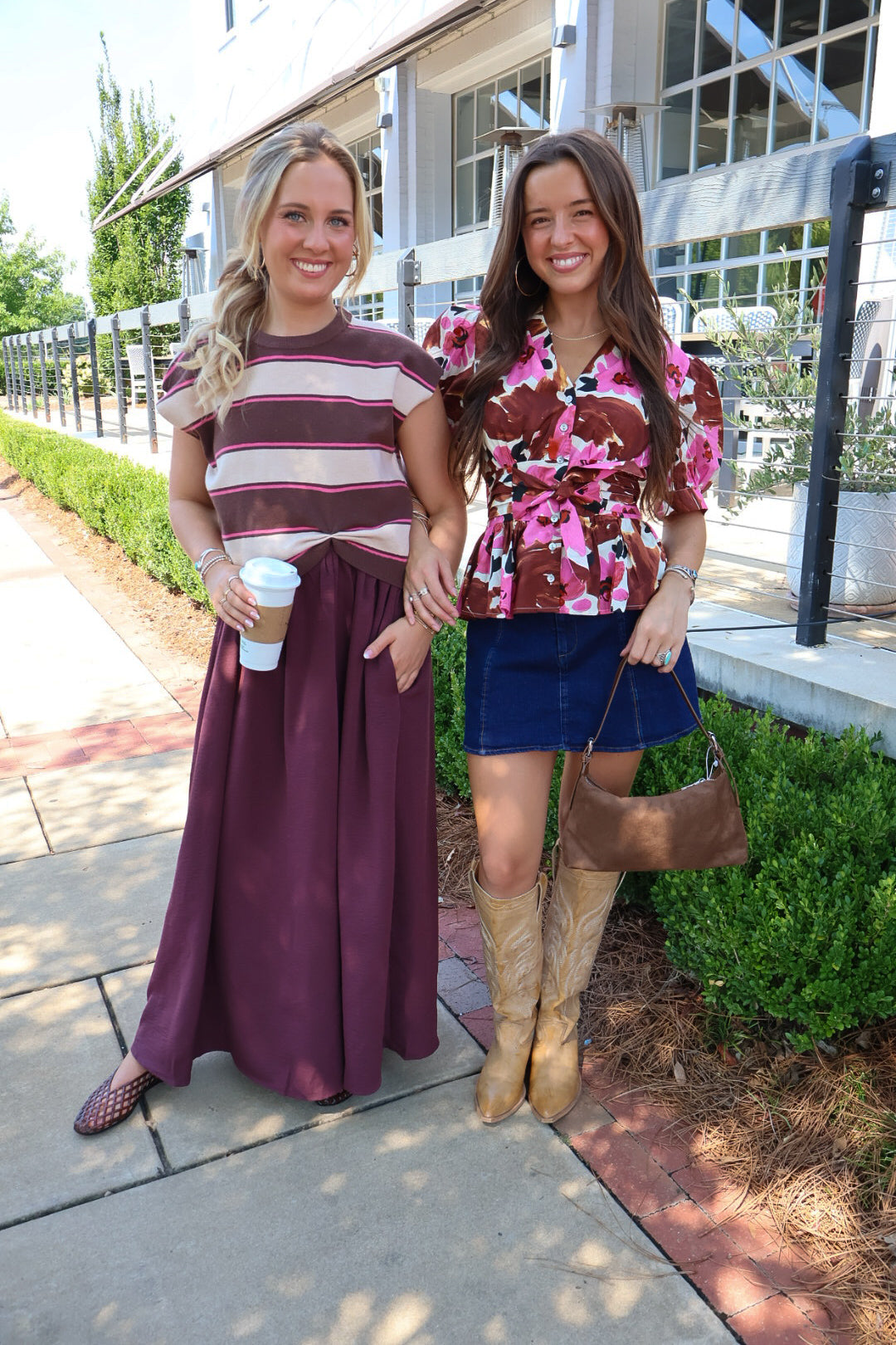 Brown Striped Sweater Top Dress